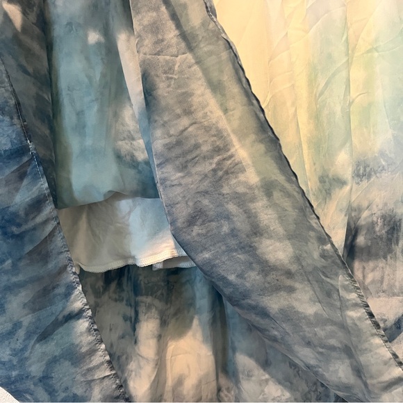 Soft Surroundings Watercolor Blue Green Midi Skirt Pullon Size Large Ombré - Picture 3 of 9